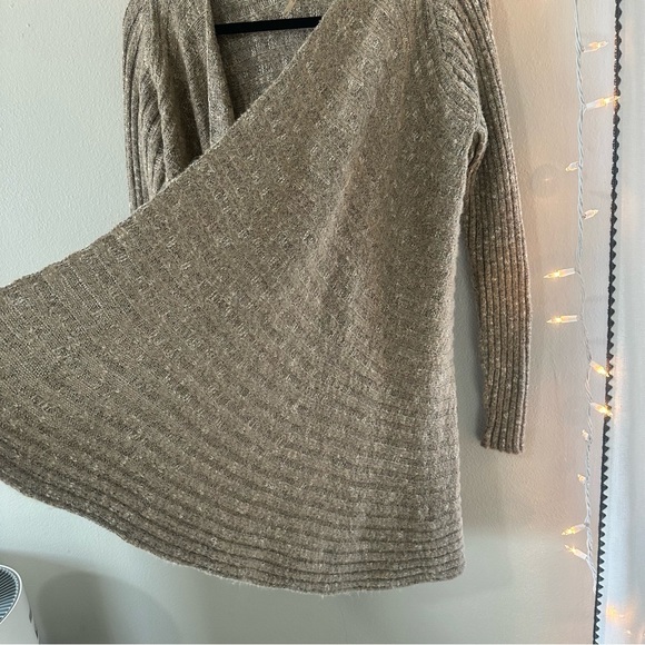Free People Long Ribbed Duster Cardigan Beige Small - Picture 7 of 9
